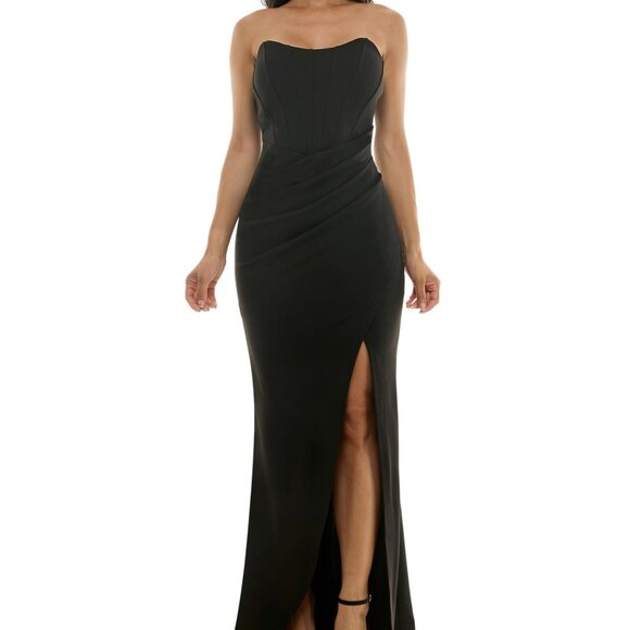 Emerald Sundae Juniors' Strapless Sweetheart-Neck Corset Gown - Black (NWT, S) - Picture 2 of 4